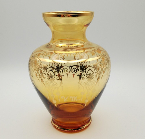 Murano vase amber honey gold - amber,
