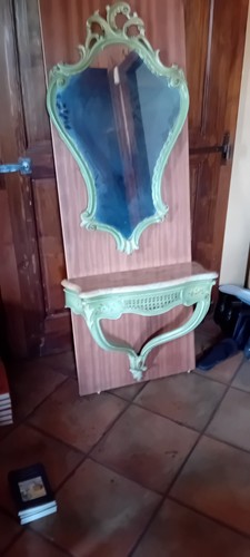 Old small console with mirror - old,