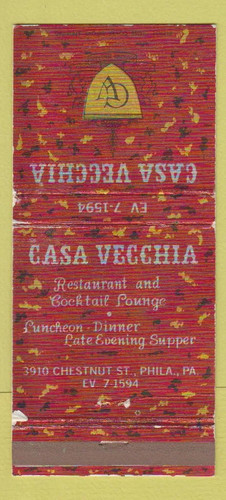 Matchbook cover casa vecchia - matchbook,
