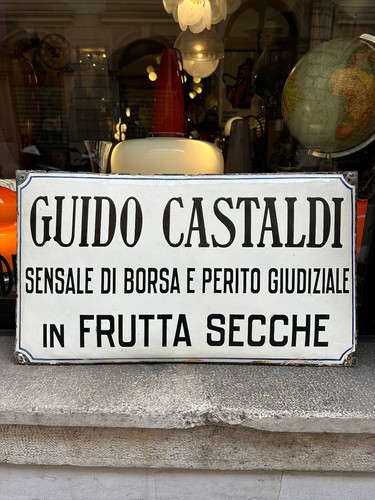 Old enamel plaque - old, domed