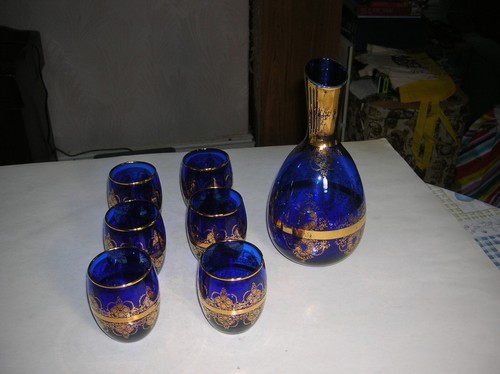 Glass decanter with cups - glass,